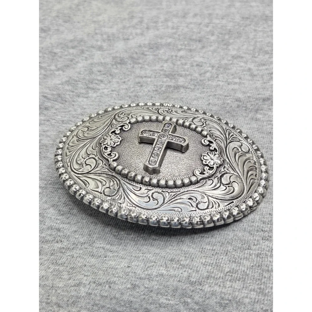 Vintage Nocona Cross Floral Southwestern Belt Buckle Womens Western Cowgirl